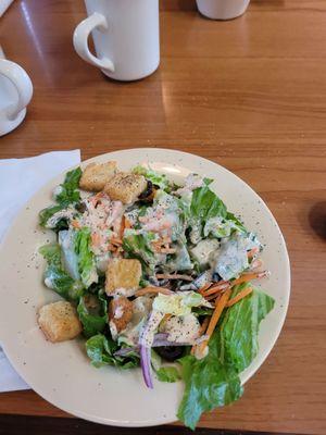 Fresh made salad with creamy parmesan Italian dressing.