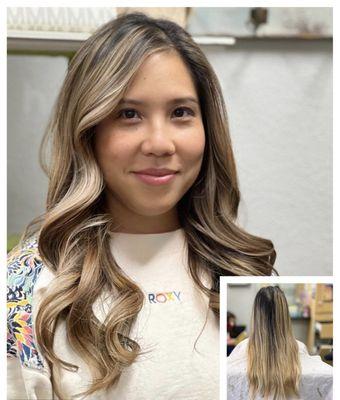 Jacqueline (707)315-4757 Blonde balayage highlights and layered cut