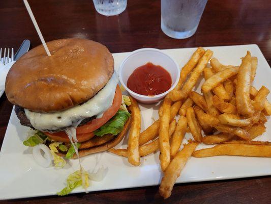 Freshmen burger, very good, delicious fries