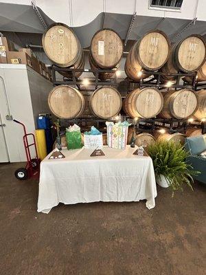 Gift table near the barrels