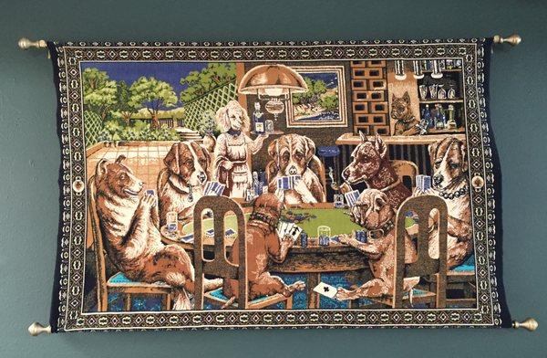 dogs playing cards