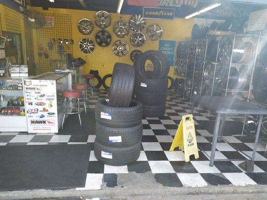 Fully stocked ,used tires rims, brand new tires