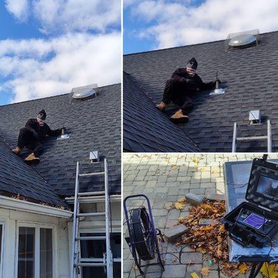 Video inspection of main from rooftop vent