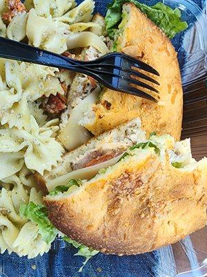 SUPER HARD Bread, dry chicken and pasta