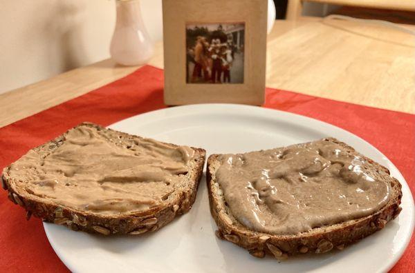 Whole Grain Health peanut butter and one almond butter. Breakfast 12/13/23