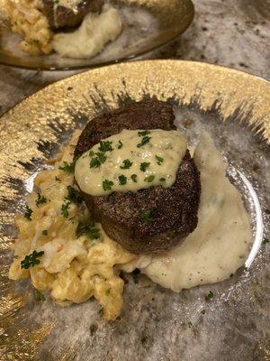 Filet mignon with lobster Mac & whipped potatoes