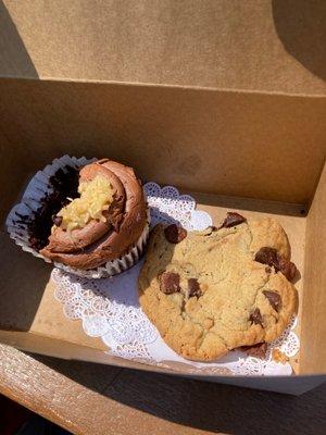 German Chocolate Cupcake/ Chocolate Chip Cookie