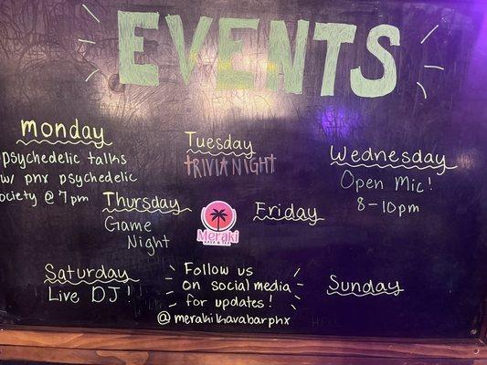 Weekly events!