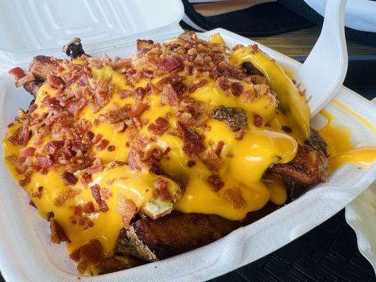 Fresh cut fries with bacon and cheese