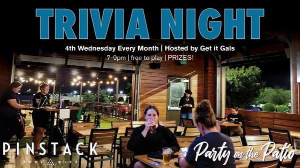 Join us the 4th Wednesday of every month to trivia with Get It Gals.