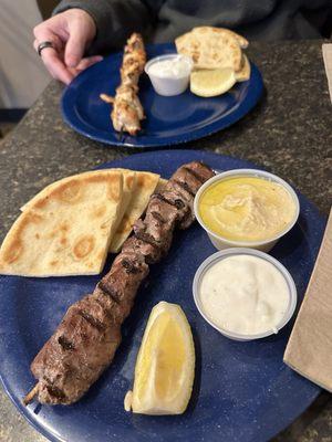 Side Skewers ($6.50), Pita and Hummus ($6)