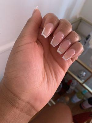 Acrylic tips coffin shape gel color  Cam did this for me she's really nice