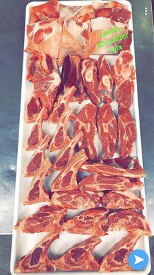 Lamb chops, Shoulder Steaks, Long cut Ribs