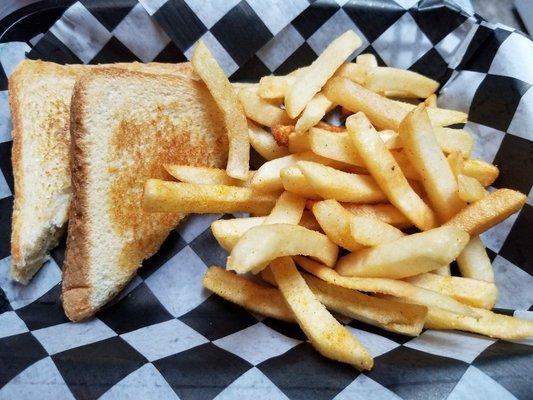 Kids grilled cheese and french fries