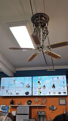 Cool belt-driven ceiling fan and menu