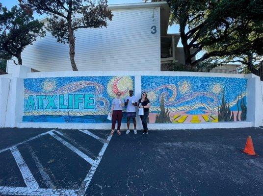 Artists pictured L-R: Rebecca Keith (graphic designer), Chacasso (Featured Muralist of event), Christina Rodes (photographer/painter)