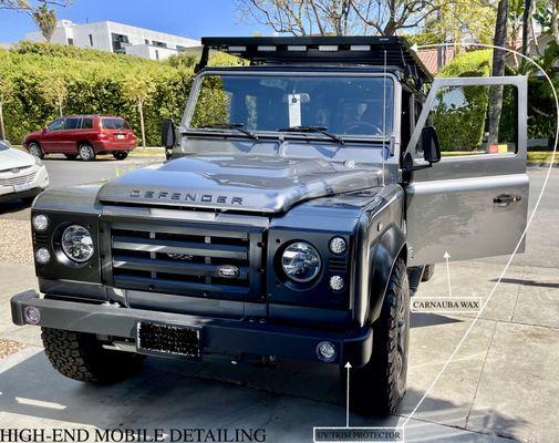 LAND ROVER "DEFENDER" WAS HANDLED WITH CARE AND RECEIVED A FULL DETAIL