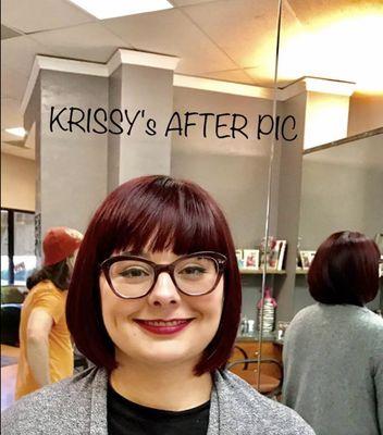 Gorgeous blunt cut bob and amazing custom color creation on Krissy