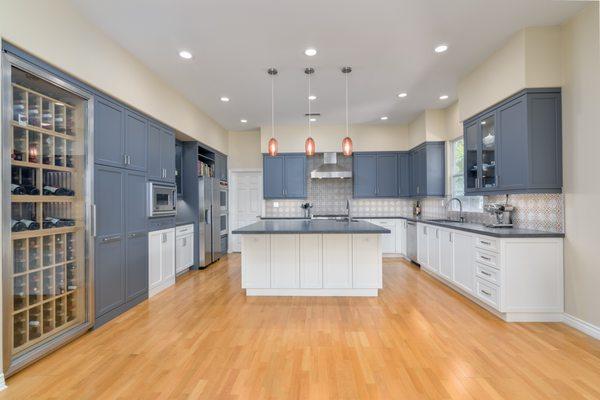 Two-toned Omega Cabinetry in Dos Vientos kitchen remodel