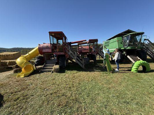 Tractors and farm equipment turned into playground space for kids - the absolute highlight for my 4 yr old!