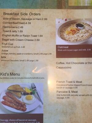 Breakfast menu