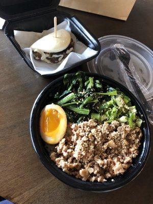 Pork rice bowl and beef bun