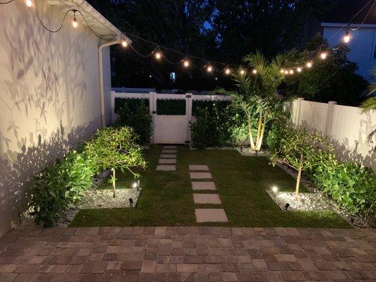 Outdoor lighting including hanging lights