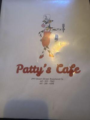 Front of the menu