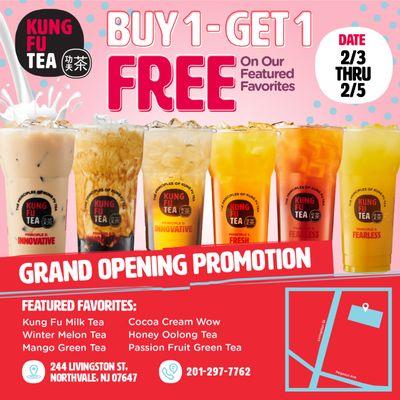 it's Grand Opening on 02/03 - 02/05.  BOGO