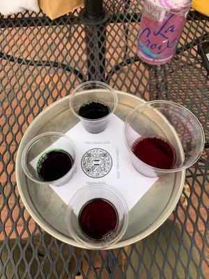 Red wine tasting flight