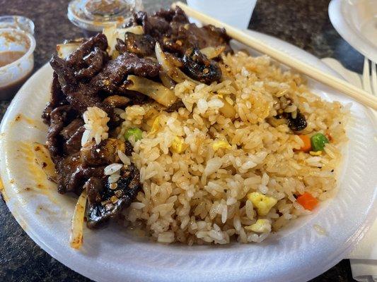 Mongolian beef and fried rice