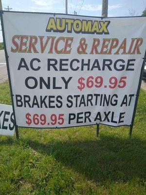 A/C Recharge Only $69.95
Brakes Starting at $69.95 per Axle