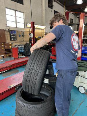 We replace tires and offer state of the art alignments and tire rotation.