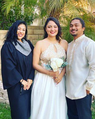 Officiant, bride & Groom