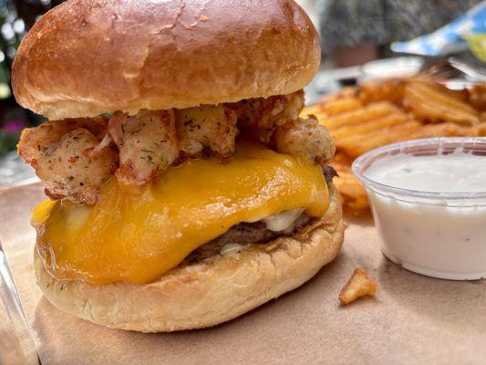 XXX Cheeseburger with Waffle Fries