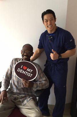 Dr. Chang having fun with his patient.