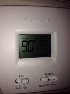 These apartments are so old that they are unable to update the heating and air-conditioning system so therefore it is 90°