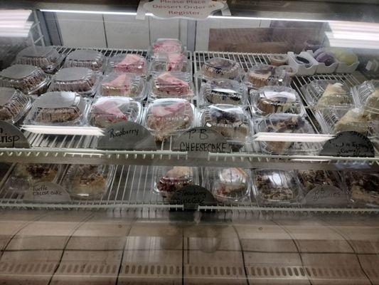 Desert case: Tiramisu, cheesecake, etc.