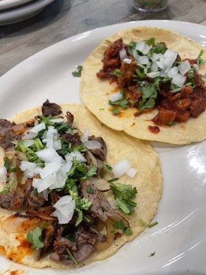 Tacos asada and pastor