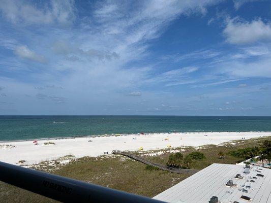 View of the beach from our balcony