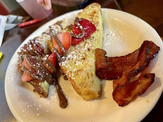 Kids French Toast (The Krispy Nutella) with Side of Bacon