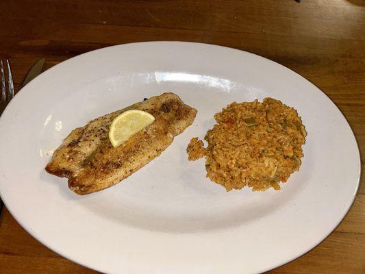 Grilled grouper and fried rice.