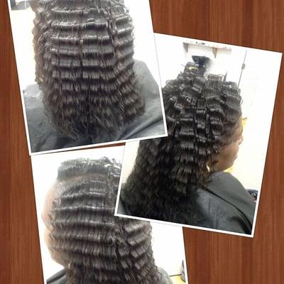 Partial sew in with crimps