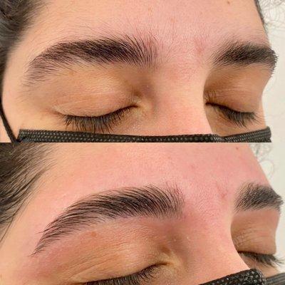 Eye brow wax and lamination.