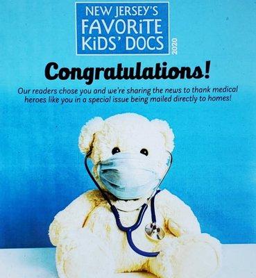 Voted Kids' Favorite Top Doc by NJ Family Magazine TEN years in a row!