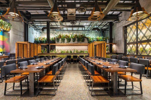 Lady Bird Dining Room set up for a family-style event