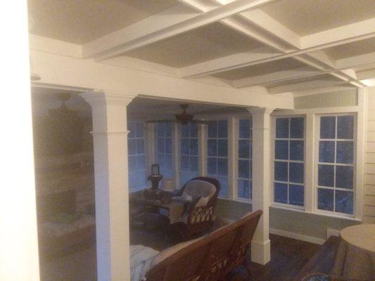 sunroom  ceiling wS sagging in middle added  eam and trim ,looking good