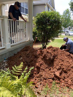 Chase dug all of this up to find our water pipe. Other plumbers were going to give up by now, but he didn't.