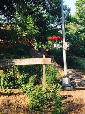 Entrance next to the playhouse