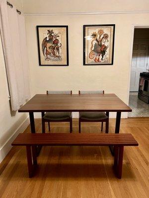 Sapele Dining Table and Bench